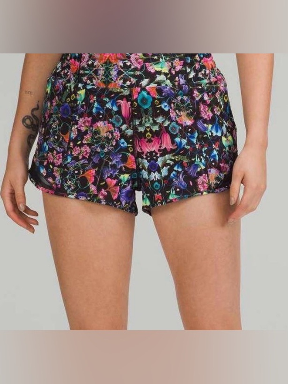lululemon athletica Black Floral Print Athletic Shorts